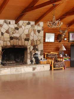 Fireplace in the Great Room at the Lodge